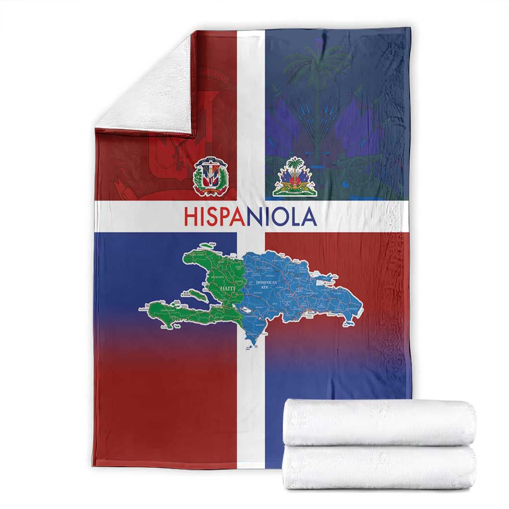 Hispaniola Blanket Haiti and Dominican Republic Emblems and Flag Style
