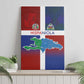 Hispaniola Canvas Wall Art Haiti and Dominican Republic Emblems and Flag Style