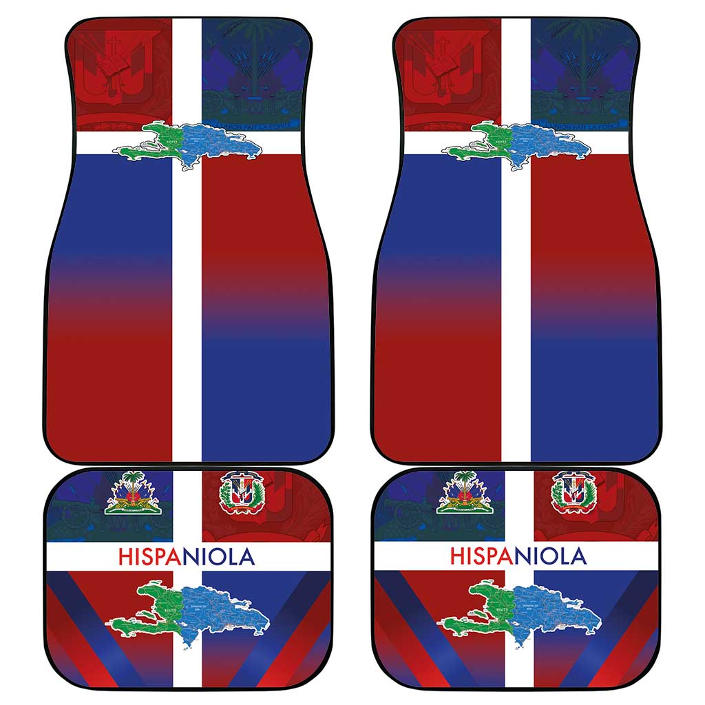 Hispaniola Car Mats Haiti and Dominican Republic Emblems and Flag Style