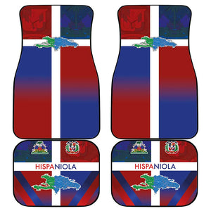 Hispaniola Car Mats Haiti and Dominican Republic Emblems and Flag Style