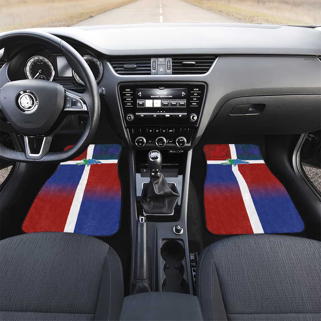Hispaniola Car Mats Haiti and Dominican Republic Emblems and Flag Style
