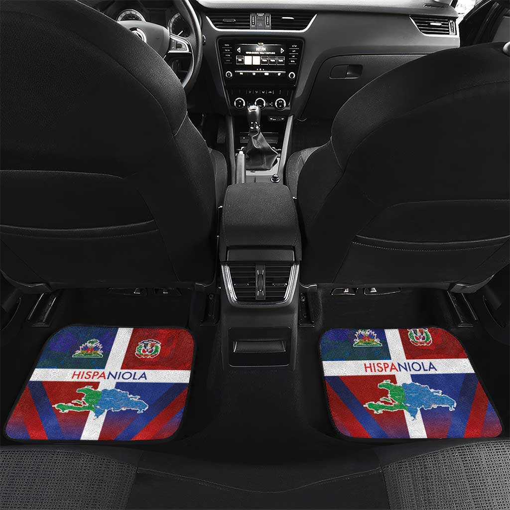 Hispaniola Car Mats Haiti and Dominican Republic Emblems and Flag Style