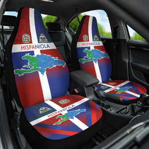Hispaniola Car Seat Cover Haiti and Dominican Republic Emblems and Flag Style