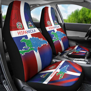 Hispaniola Car Seat Cover Haiti and Dominican Republic Emblems and Flag Style