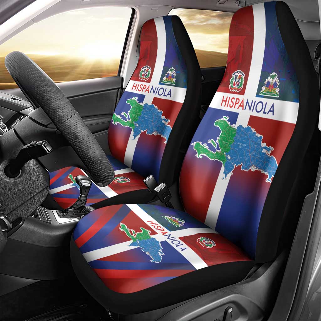 Hispaniola Car Seat Cover Haiti and Dominican Republic Emblems and Flag Style