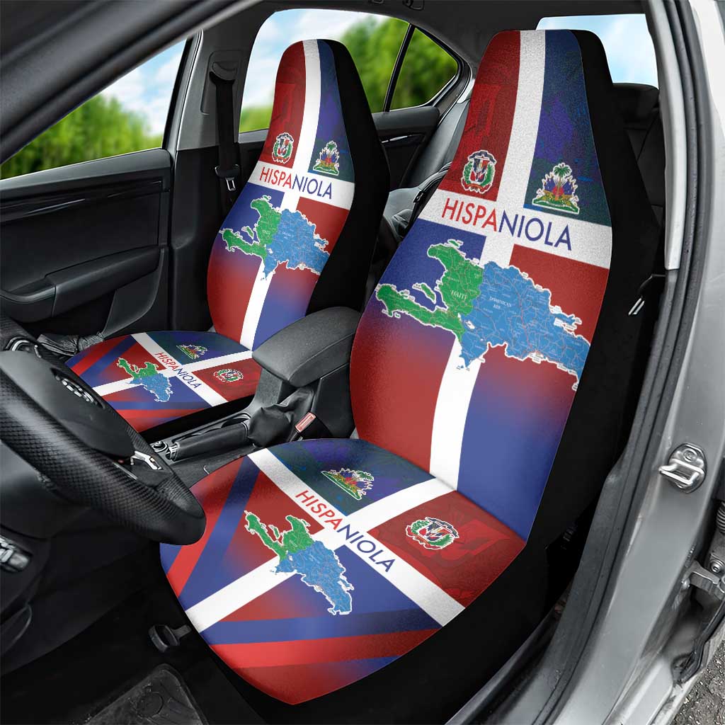 Hispaniola Car Seat Cover Haiti and Dominican Republic Emblems and Flag Style
