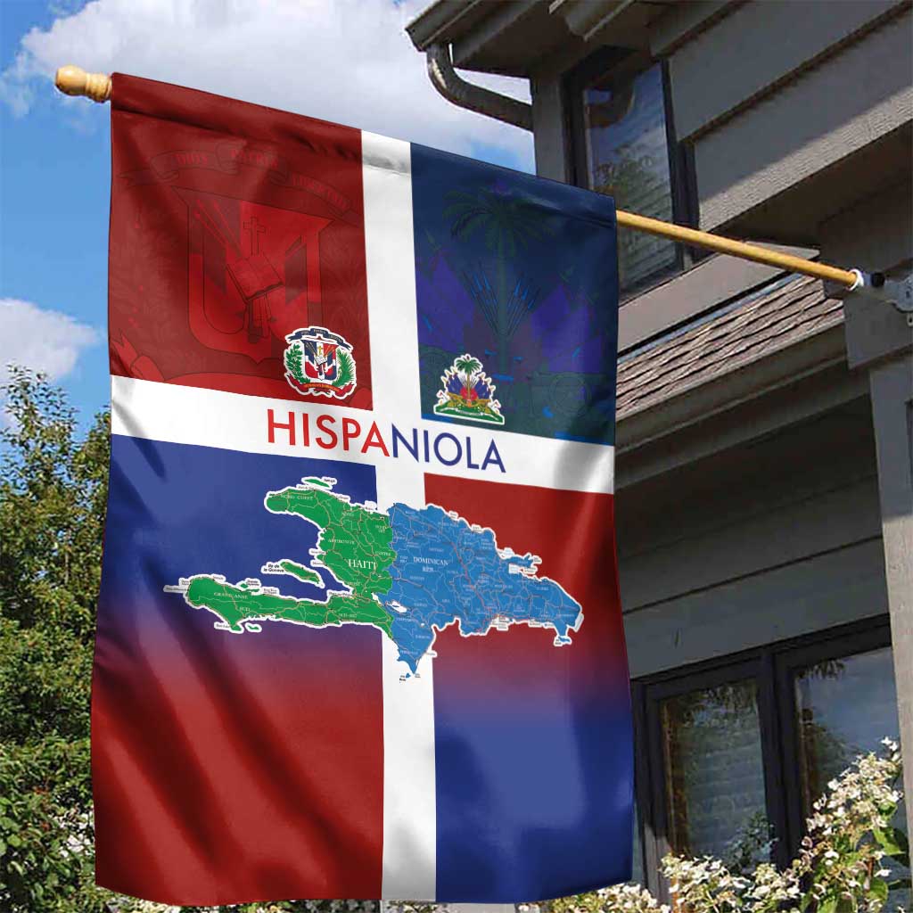 Hispaniola Garden Flag Haiti and Dominican Republic Emblems and Flag Style