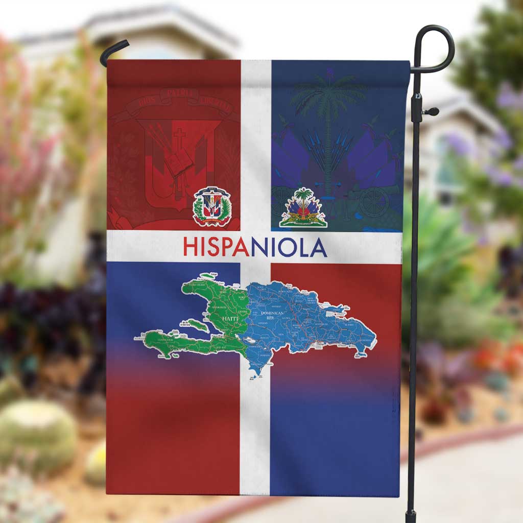 Hispaniola Garden Flag Haiti and Dominican Republic Emblems and Flag Style