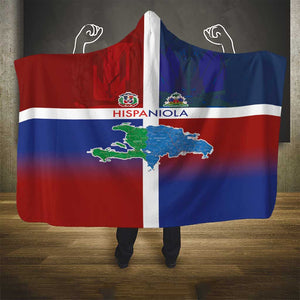 Hispaniola Hooded Blanket Haiti and Dominican Republic Emblems and Flag Style