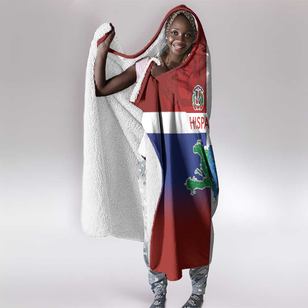 Hispaniola Hooded Blanket Haiti and Dominican Republic Emblems and Flag Style