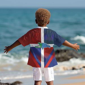 Hispaniola Kid Hawaiian Shirt Haiti and Dominican Republic Emblems and Flag Style