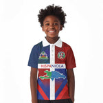 Hispaniola Kid Polo Shirt Haiti and Dominican Republic Emblems and Flag Style