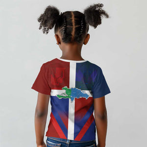 Hispaniola Kid T shirt Haiti and Dominican Republic Emblems and Flag Style