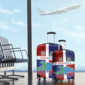 Hispaniola Luggage Cover Haiti and Dominican Republic Emblems and Flag Style