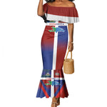 Hispaniola Mermaid Dress Haiti and Dominican Republic Emblems and Flag Style