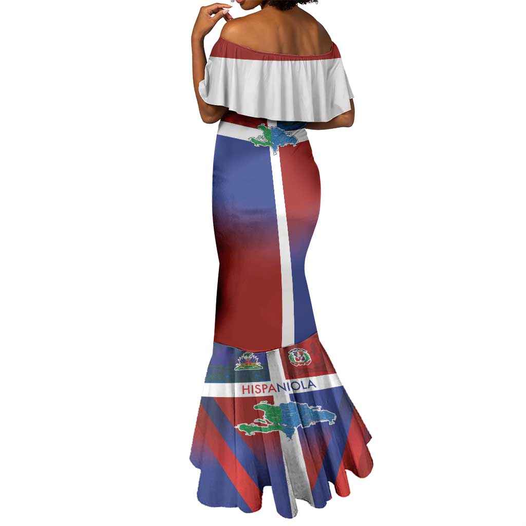 Hispaniola Mermaid Dress Haiti and Dominican Republic Emblems and Flag Style