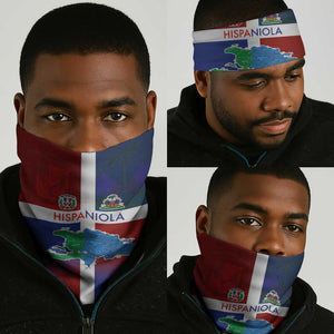 Hispaniola Neck Gaiter Haiti and Dominican Republic Emblems and Flag Style LT03