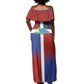 Hispaniola Off Shoulder Maxi Dress Haiti and Dominican Republic Emblems and Flag Style