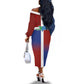 Hispaniola Off The Shoulder Long Sleeve Dress Haiti and Dominican Republic Emblems and Flag Style