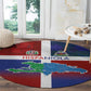 Hispaniola Round Carpet Haiti and Dominican Republic Emblems and Flag Style