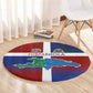 Hispaniola Round Carpet Haiti and Dominican Republic Emblems and Flag Style
