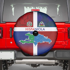 Hispaniola Spare Tire Cover Haiti and Dominican Republic Emblems and Flag Style