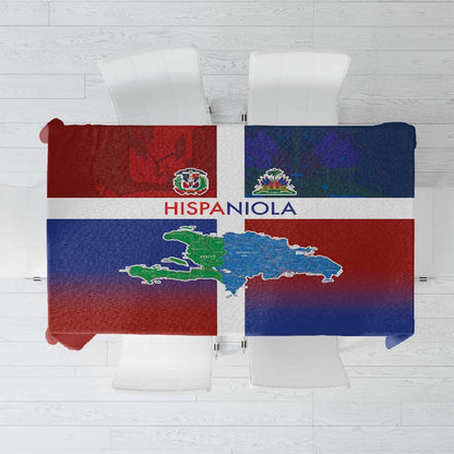 Hispaniola Tablecloth Haiti and Dominican Republic Emblems and Flag Style