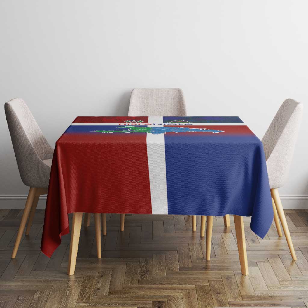 Hispaniola Tablecloth Haiti and Dominican Republic Emblems and Flag Style