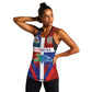 Hispaniola Women Racerback Tank Haiti and Dominican Republic Emblems and Flag Style