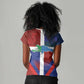 Hispaniola Women V-Neck T-Shirt Haiti and Dominican Republic Emblems and Flag Style