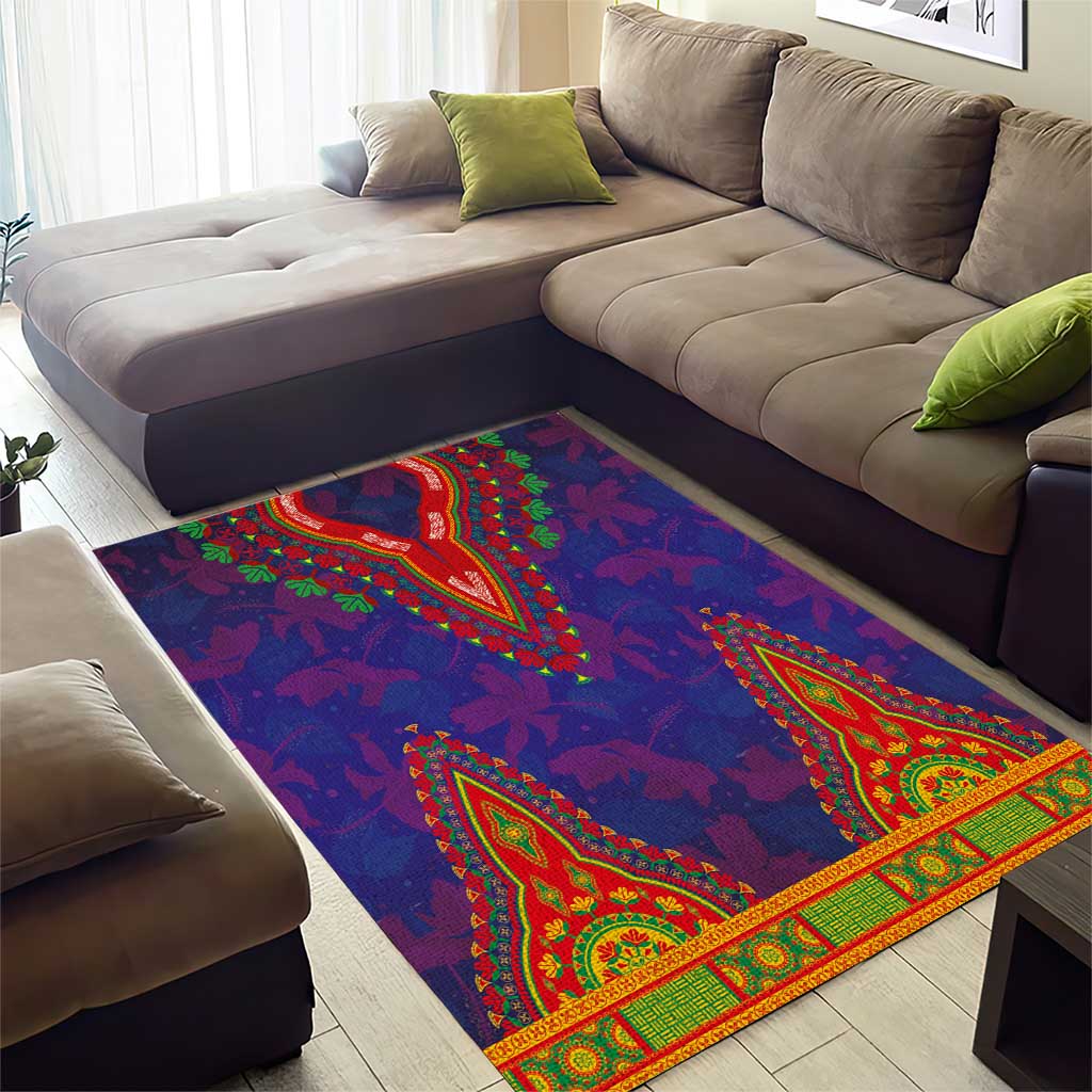 Haiti Area Rug Choeblack Dashiki Style Blue Color