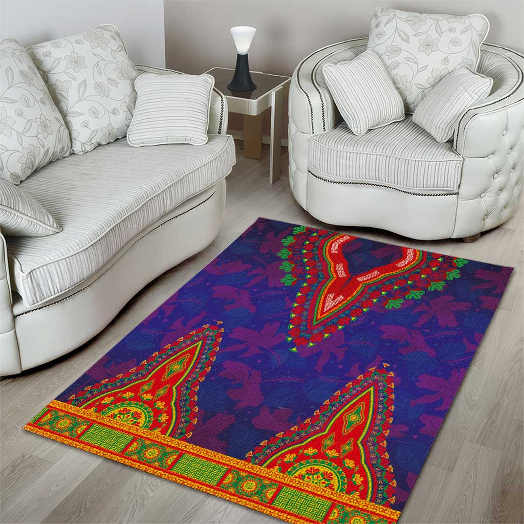 Haiti Area Rug Choeblack Dashiki Style Blue Color