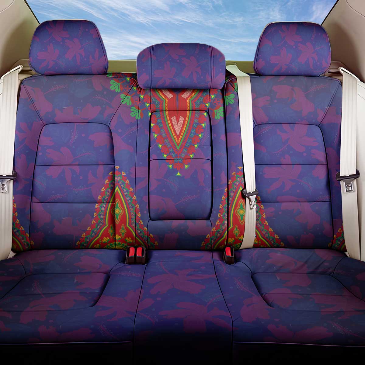 Haiti Back Car Seat Cover Choeblack Dashiki Style Blue Color