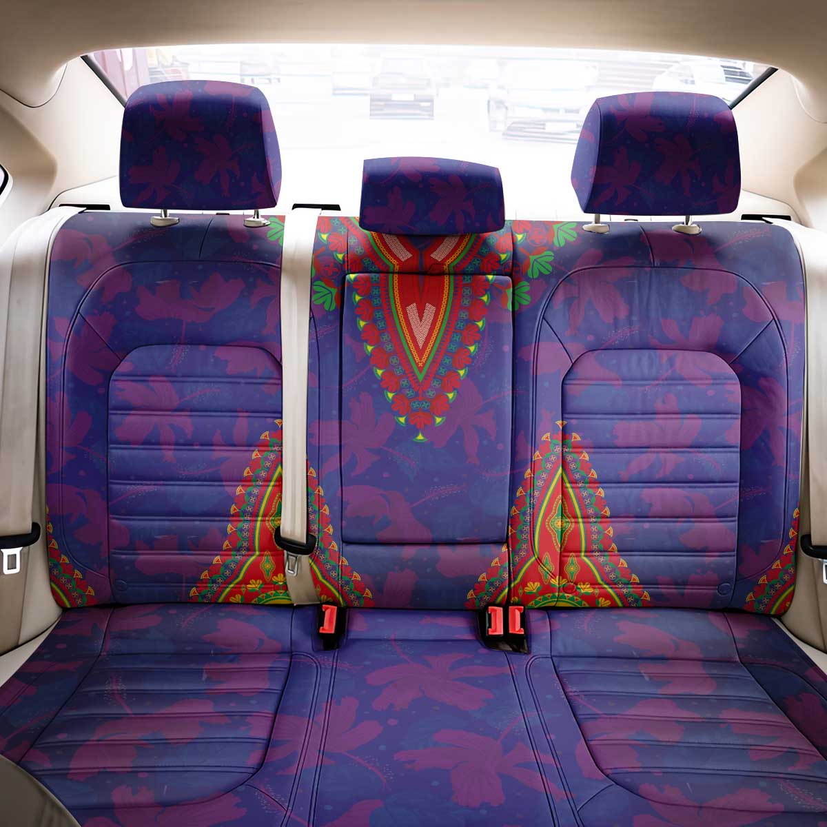 Haiti Back Car Seat Cover Choeblack Dashiki Style Blue Color
