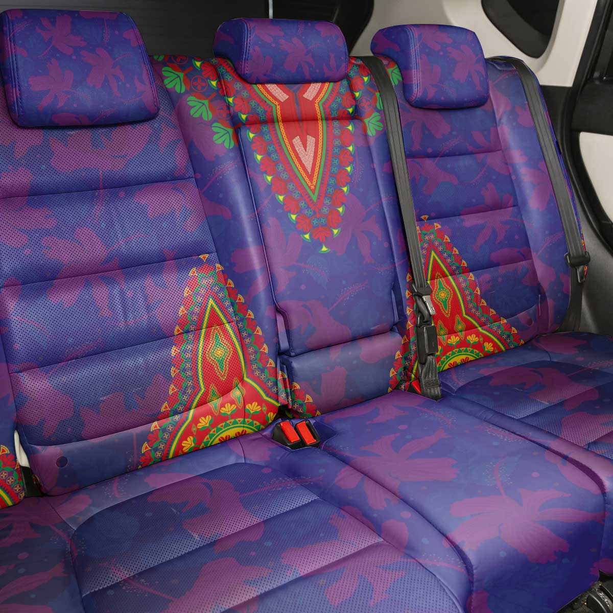 Haiti Back Car Seat Cover Choeblack Dashiki Style Blue Color
