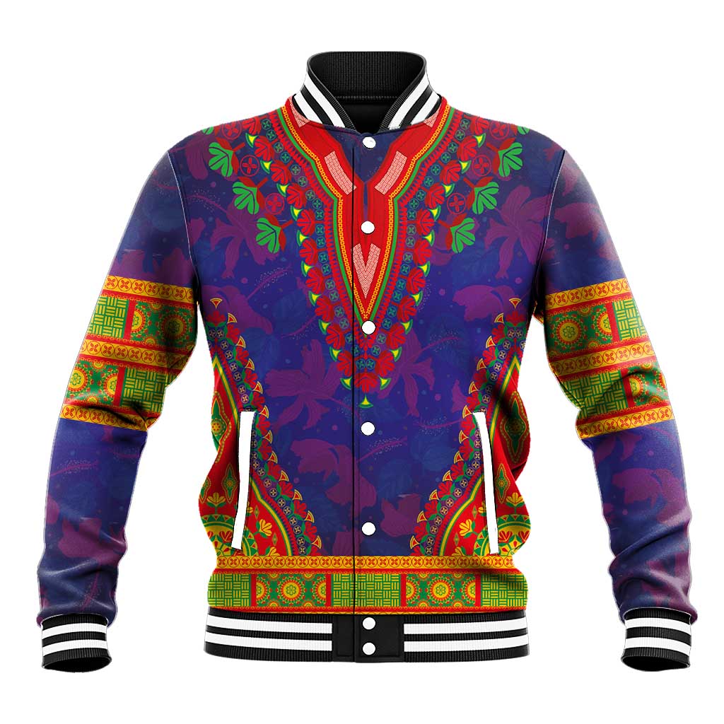 Haiti Baseball Jacket Choeblack Dashiki Style Blue Color