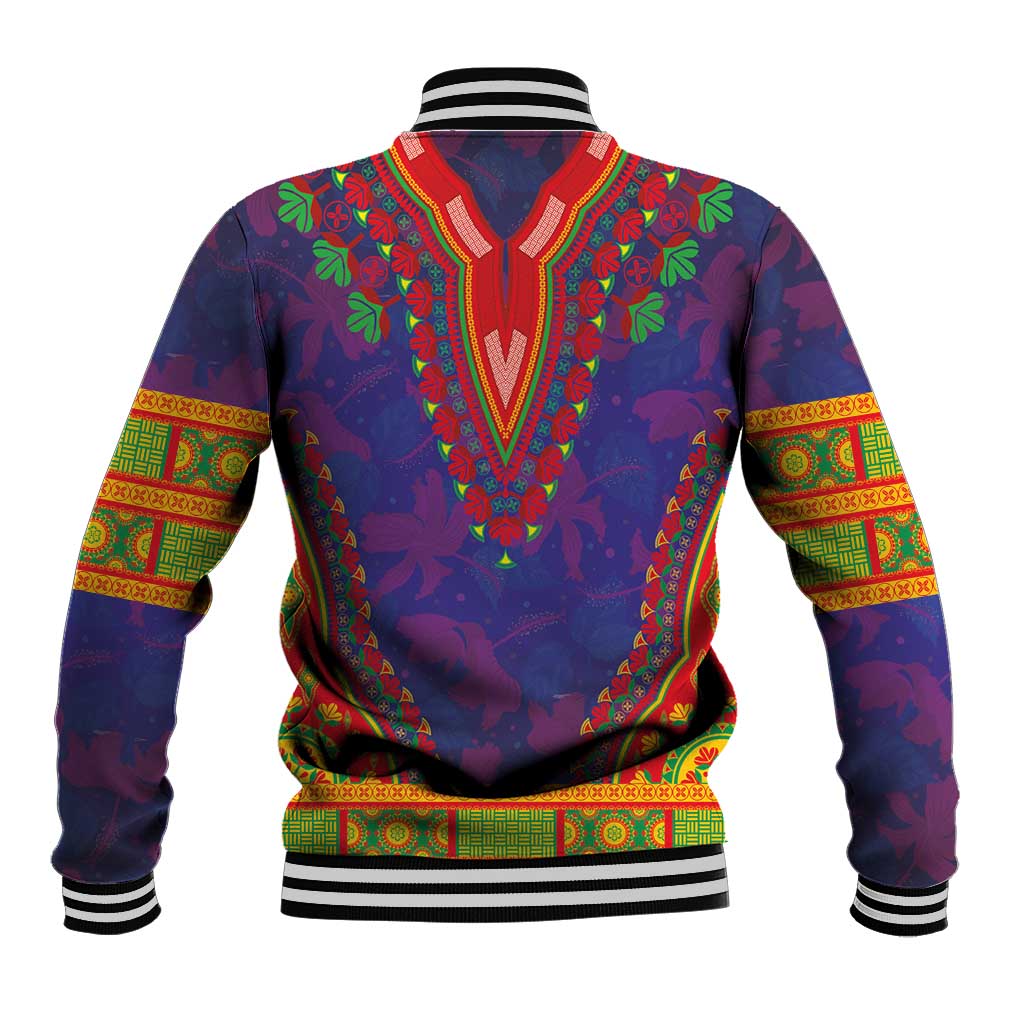 Haiti Baseball Jacket Choeblack Dashiki Style Blue Color