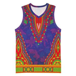 Haiti Basketball Jersey Choeblack Dashiki Style Blue Color - African Pride