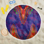 Haiti Beach Blanket Choeblack Dashiki Style Blue Color