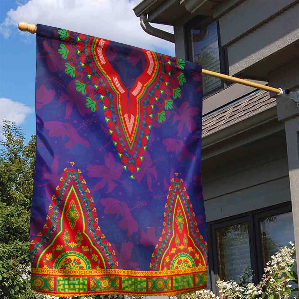 Haiti Garden Flag Choeblack Dashiki Style Blue Color