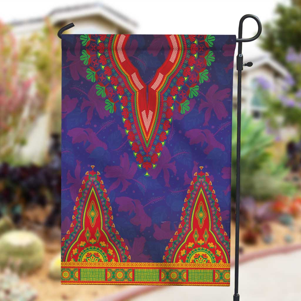 Haiti Garden Flag Choeblack Dashiki Style Blue Color