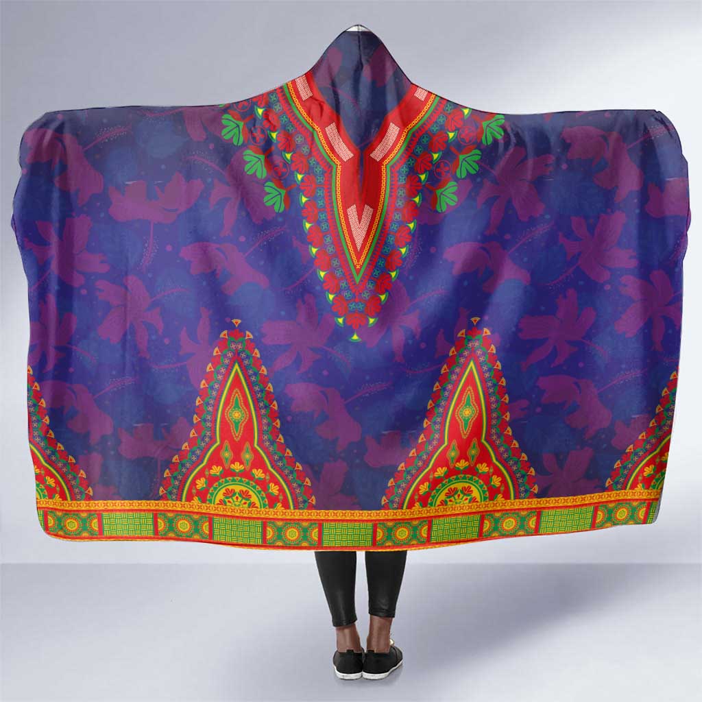 Haiti Hooded Blanket Choeblack Dashiki Style Blue Color