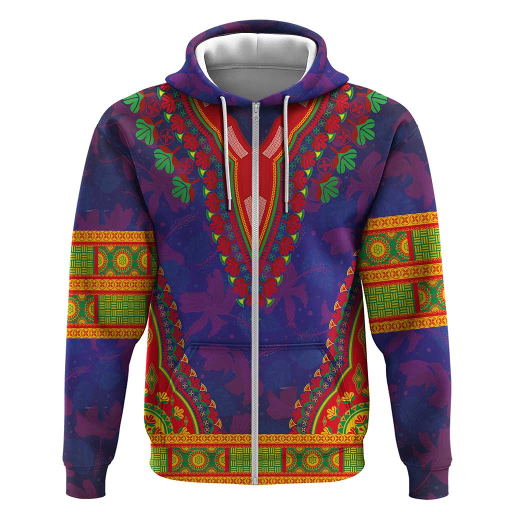 Haiti Hoodie Choeblack Dashiki Style Blue Color