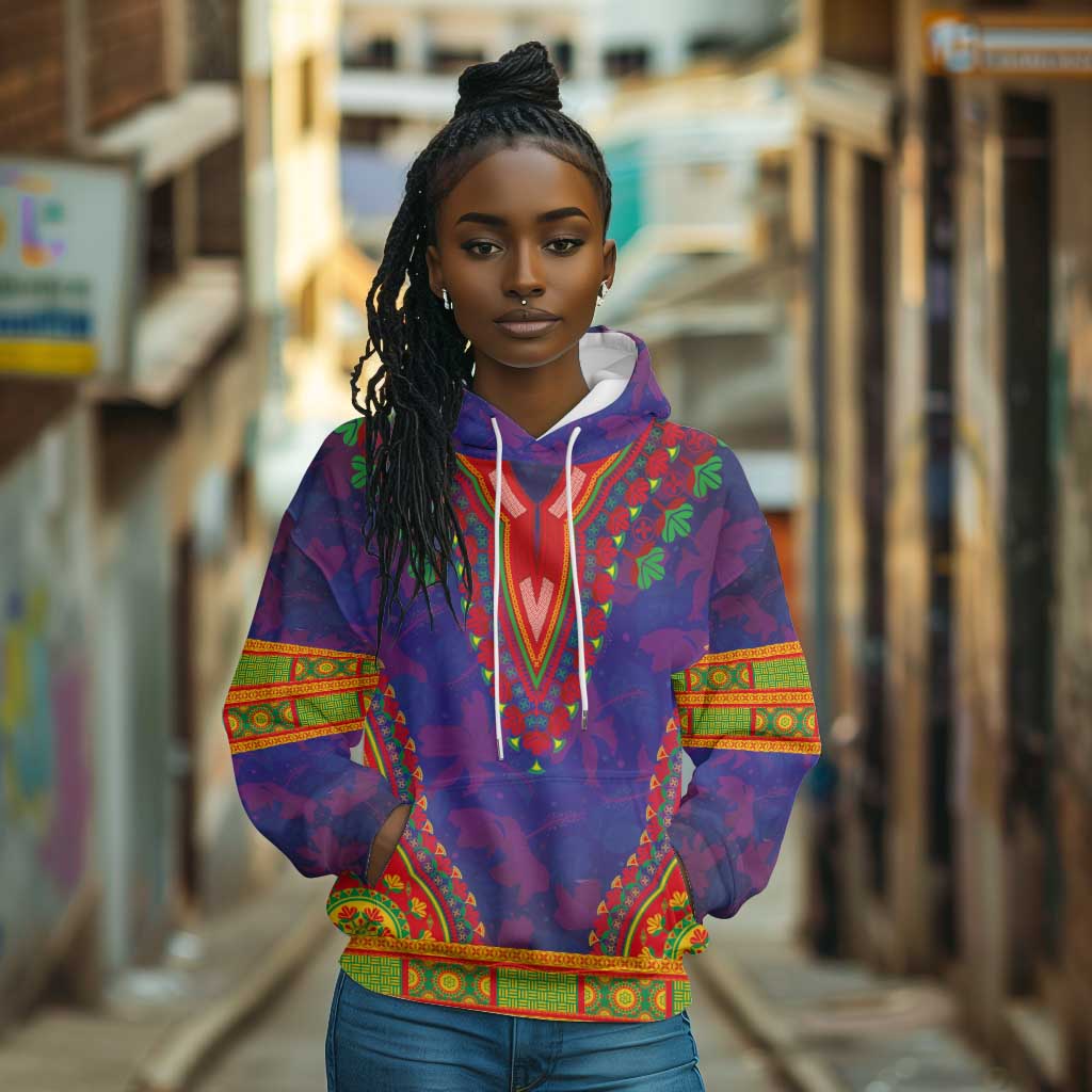 Haiti Hoodie Choeblack Dashiki Style Blue Color
