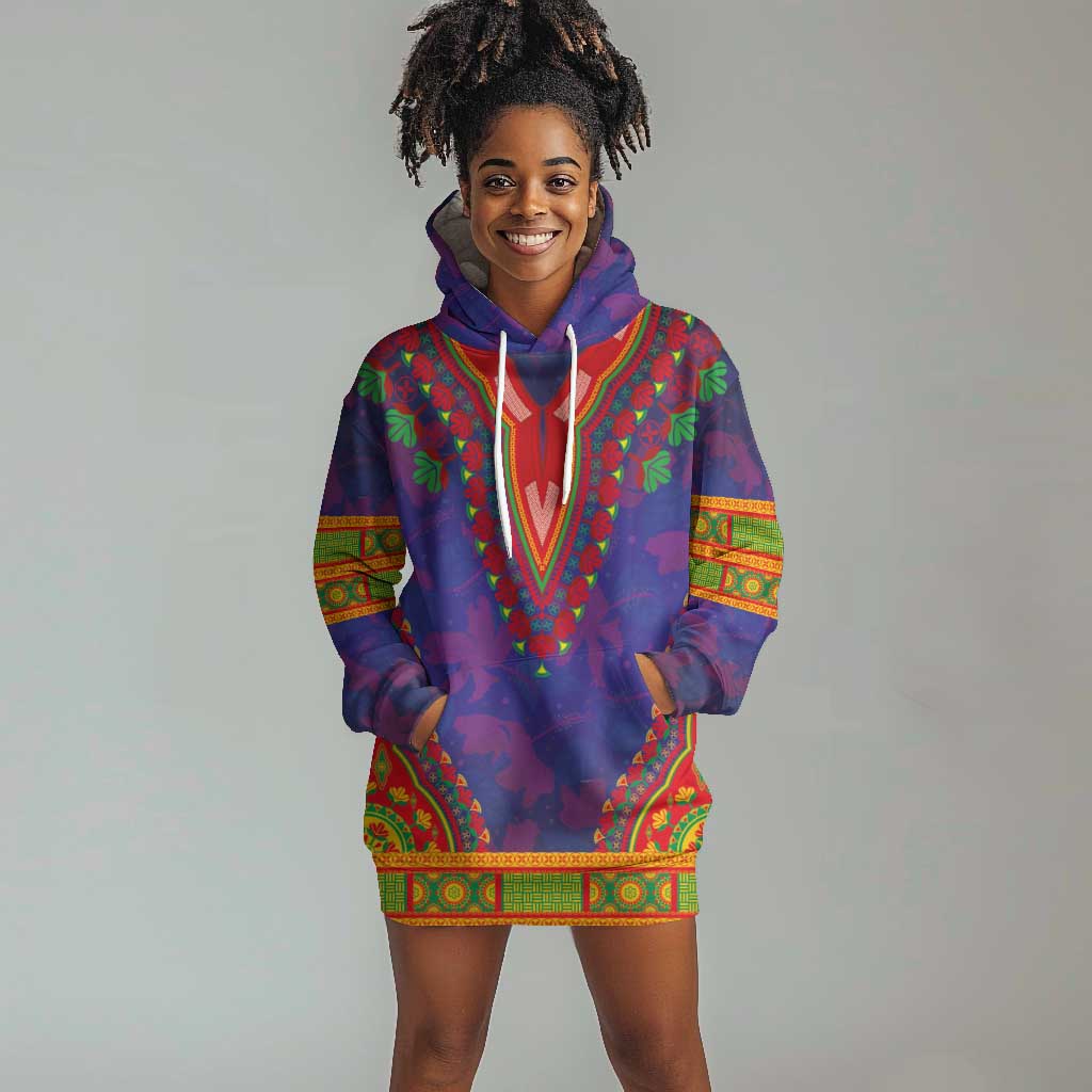 Haiti Hoodie Dress Choeblack Dashiki Style Blue Color
