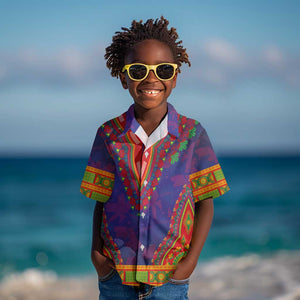 Haiti Kid Hawaiian Shirt Choeblack Dashiki Style Blue Color