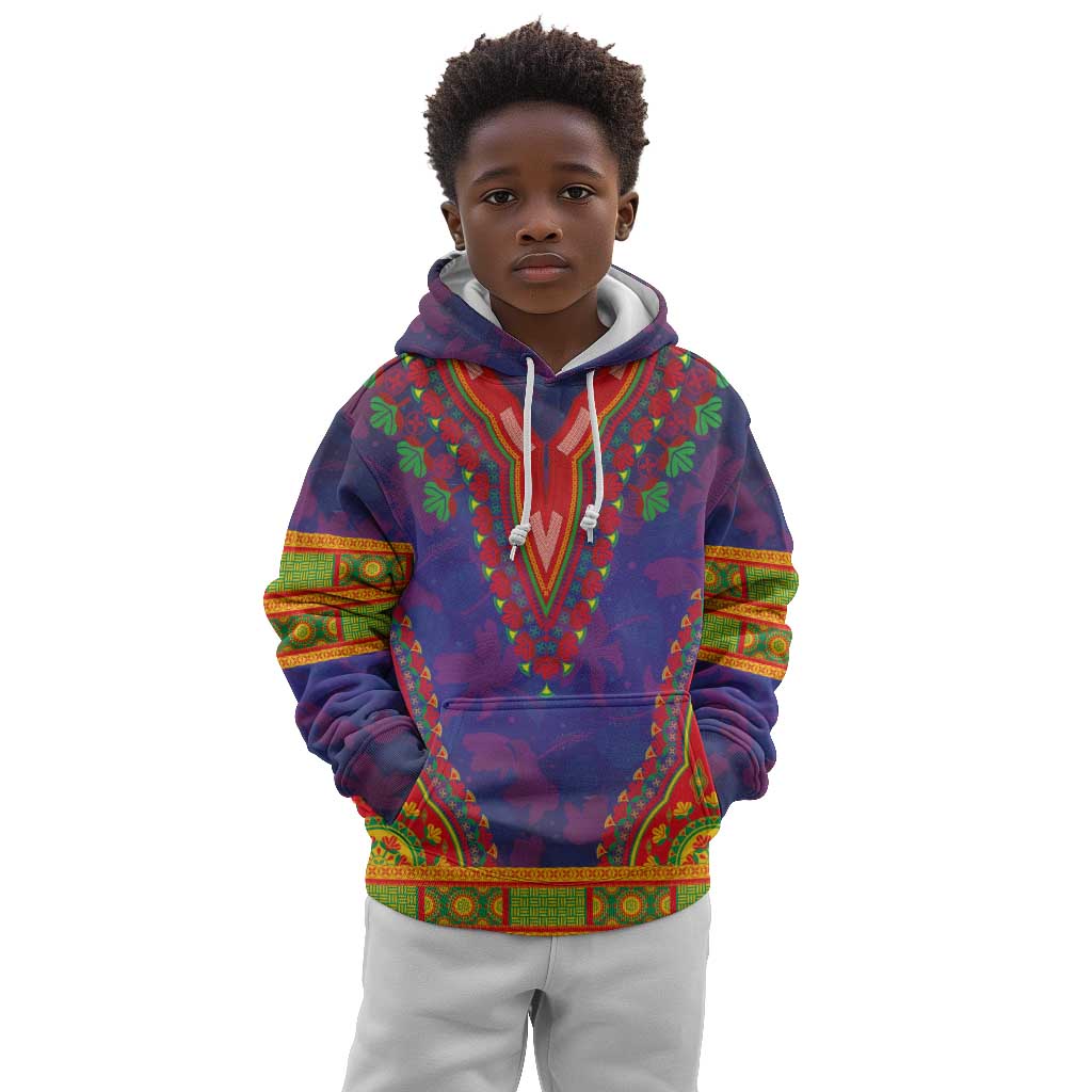 Haiti Kid Hoodie Choeblack Dashiki Style Blue Color