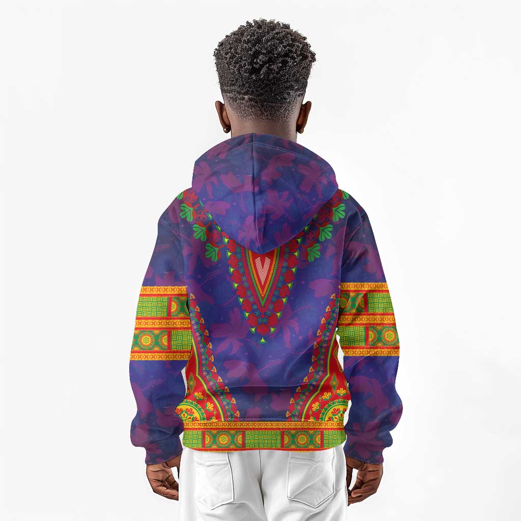 Haiti Kid Hoodie Choeblack Dashiki Style Blue Color