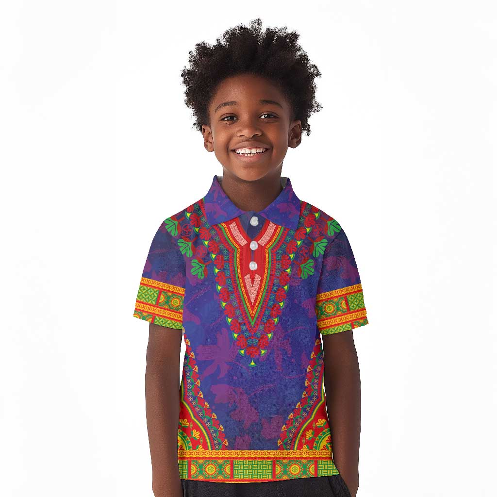 Haiti Kid Polo Shirt Choeblack Dashiki Style Blue Color