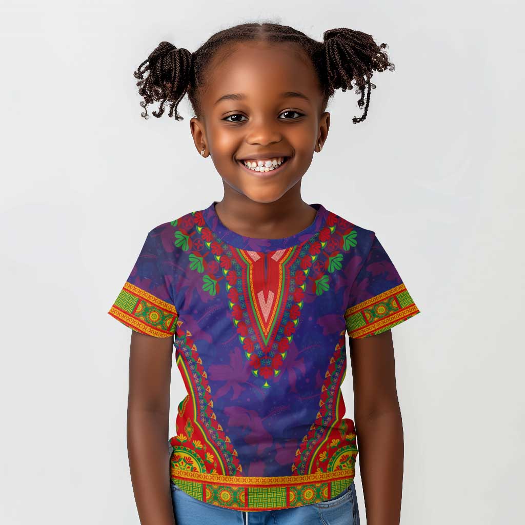 Haiti Kid T shirt Choeblack Dashiki Style Blue Color